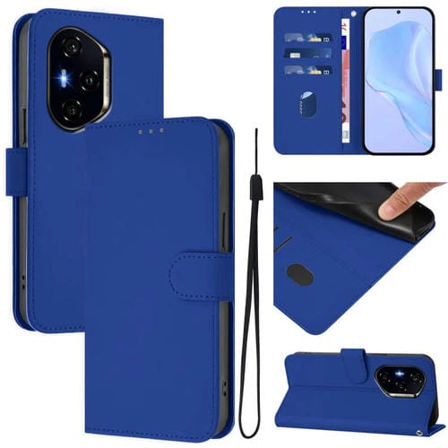 Funda de Cuero con Textura de Piel y Cordón para Honor 400 (Azul Oscuro)