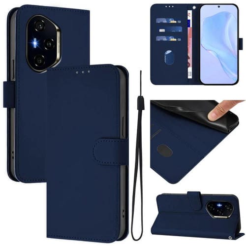 Funda de Cuero con Textura de Piel y Cordón para Honor 400 (Azul Marino)