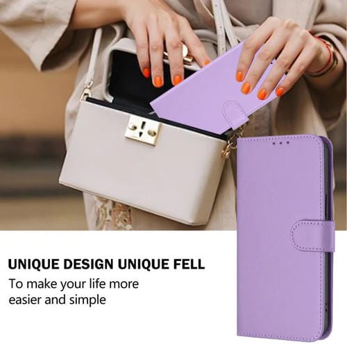 Funda de cuero con textura de piel y cordón para Honor X6C 4G (morado lavanda)