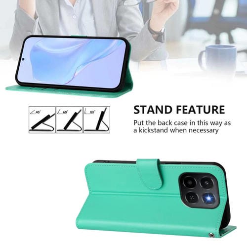 Funda de cuero con textura de piel y cordón para Honor X6C 4G (verde)