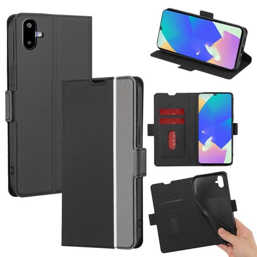 Funda de cuero con textura de sarga y botones laterales para Samsung Galaxy F06 5G (negra)