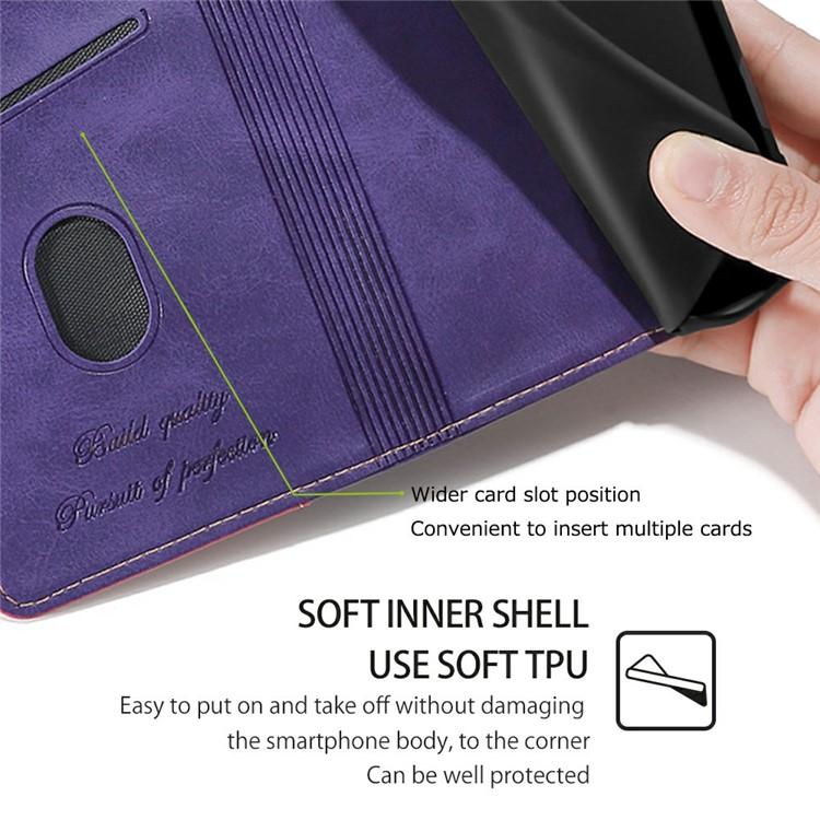 Funda de cuero con hebilla lateral en contraste para Samsung Galaxy A36 5G (morado y rojo rosa)