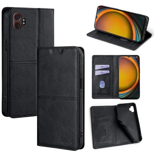 Funda de cuero magnético con textura de vaca para Samsung Galaxy Xcover 7 Pro 5G (negro)