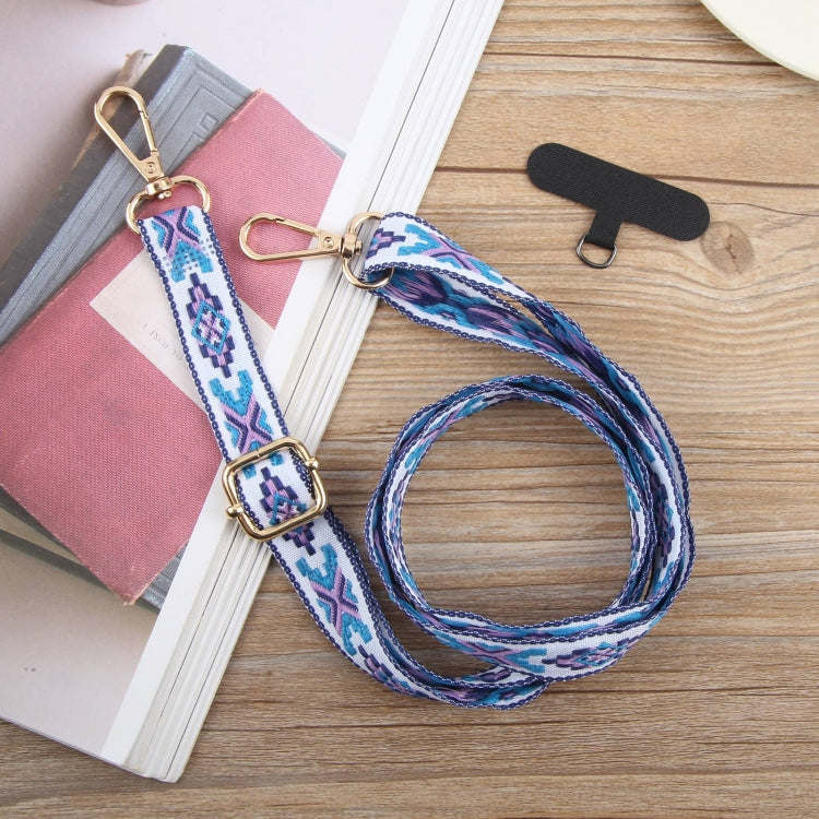 Cordón cruzado para teléfono móvil estilo étnico retro antipérdida para cuello (Rosa)