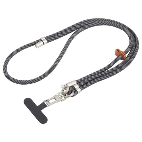 Cordón para cuello ajustable antipérdida con hebilla plateada 8mm para teléfono móvil (Negro y Gris)