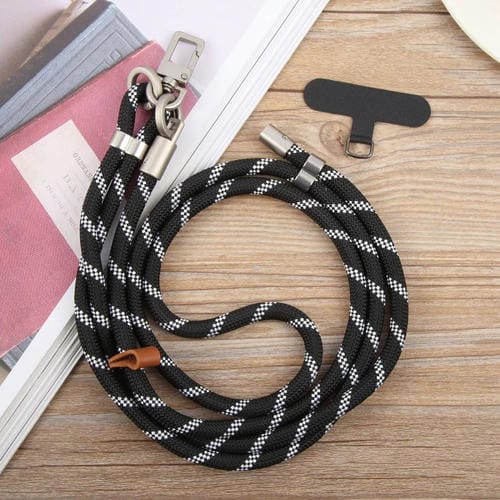 Cordón para cuello ajustable antipérdida con hebilla plateada 8mm para teléfono móvil (Gris Oscuro)