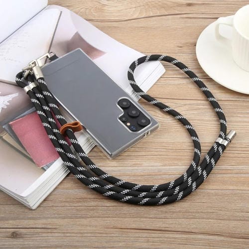 Cordón para cuello ajustable antipérdida con hebilla plateada 8mm para teléfono móvil (Gris Oscuro)