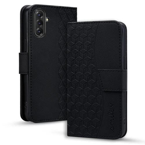 Funda de Cuero Samsung Galaxy A36/A56 con Hebilla de Diamante y Cordón (Negra)