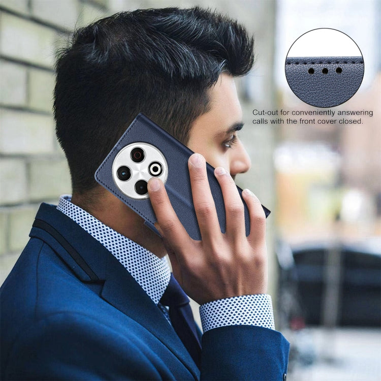 Funda Cuero Antirrobo Tecno Spark 30 Pro 4G Textura Lichi Rfid (Azul)