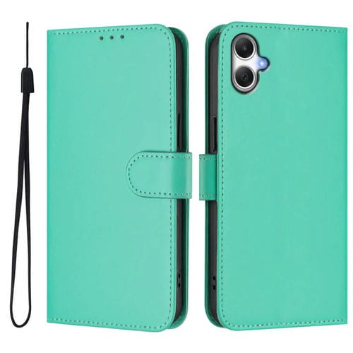 Funda de piel con textura de color liso y cordón para Samsung Galaxy A07 4G (verde)