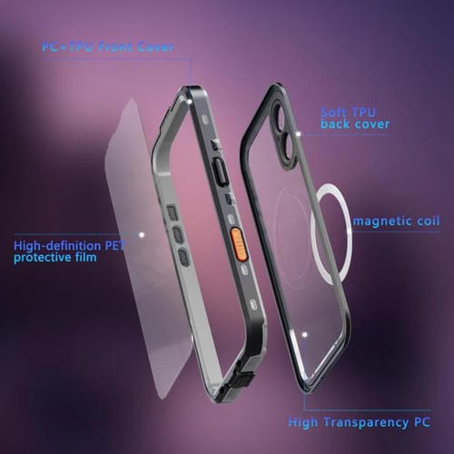 Funda RedPepper Transparent Dot IP68 para iPhone 17, resistente al agua y con triple protección MagSafe (negro y gris oscuro)