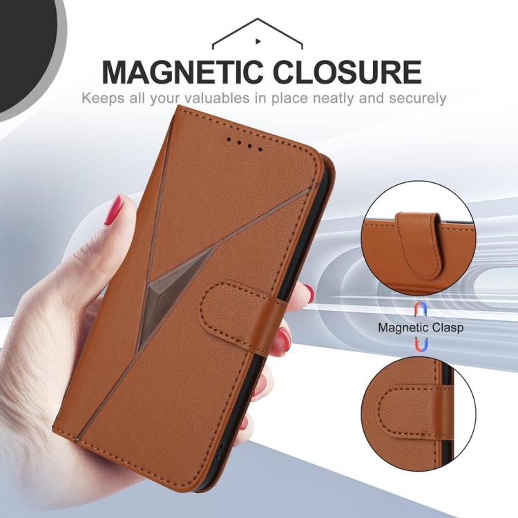 Funda de cuero con hebilla y diseño triangular para Samsung Galaxy S25 FE 5G (marrón)