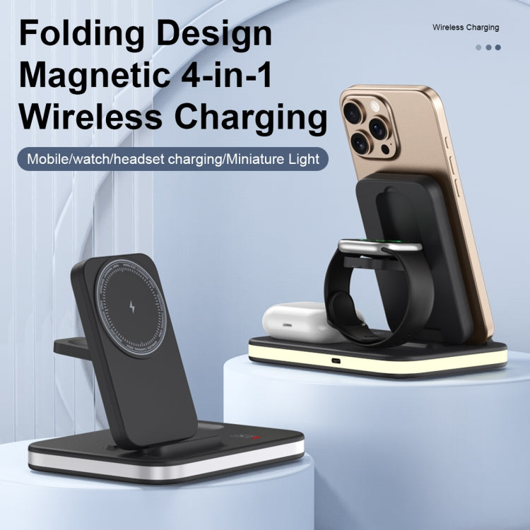 Cargador inalámbrico rápido magnético plegable 4 en 1 (Dorado)
