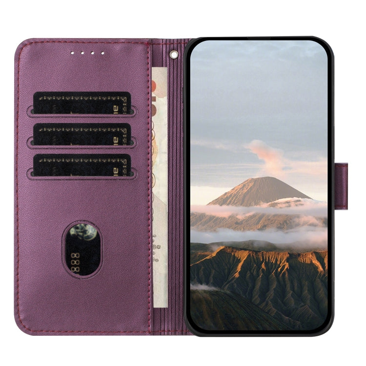 Funda de Cuero con Cierre de Hebilla y Diseño Triangular para OnePlus 9 (Morado Oscuro)
