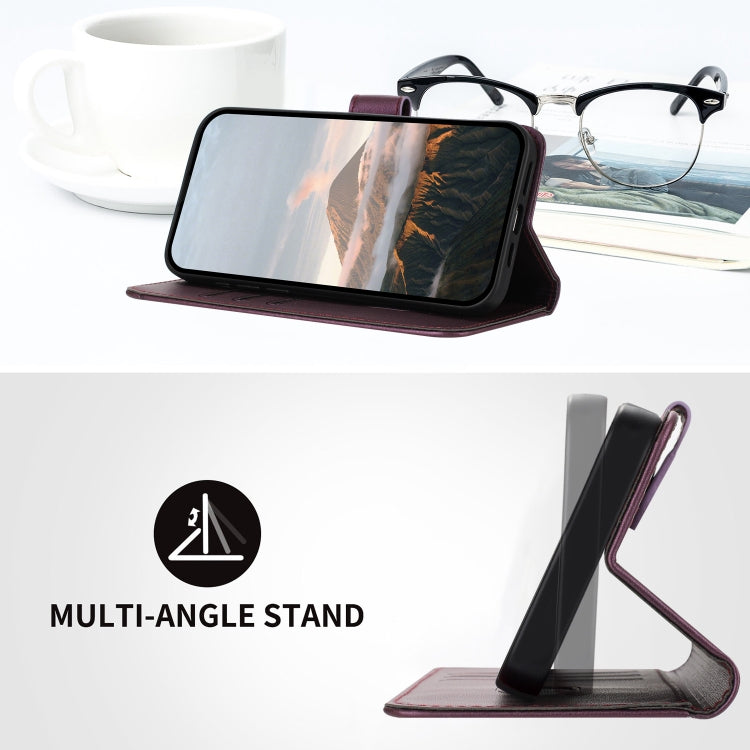 Funda de Cuero con Cierre de Hebilla y Diseño Triangular para OnePlus 9 (Morado Oscuro)