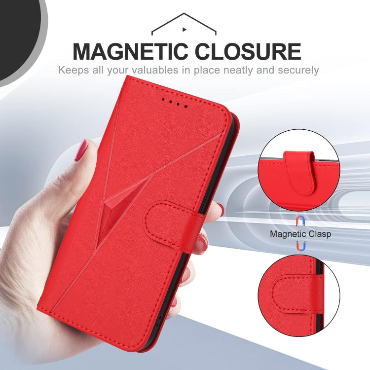 Funda Cuero OnePlus 9 Pro Cierre Hebilla Diseño Triangular (Rojo)