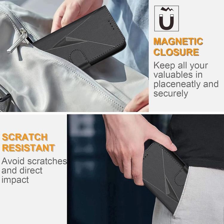 Funda de Cuero para OnePlus 9 Pro con Cierre de Hebilla y Diseño Triangular (Negra)
