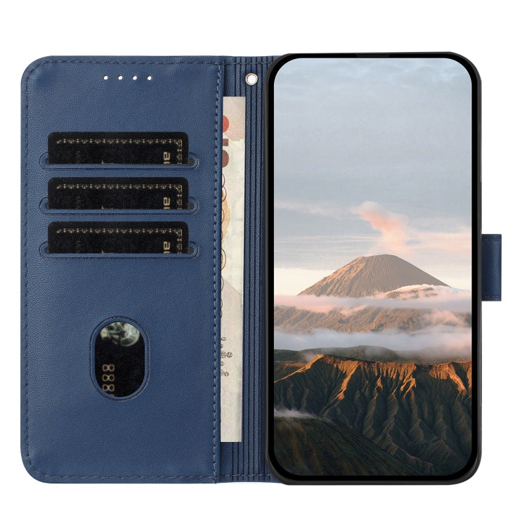 Funda de Cuero para OnePlus 9 Pro con Cierre de Hebilla y Diseño Triangular (Azul Real)