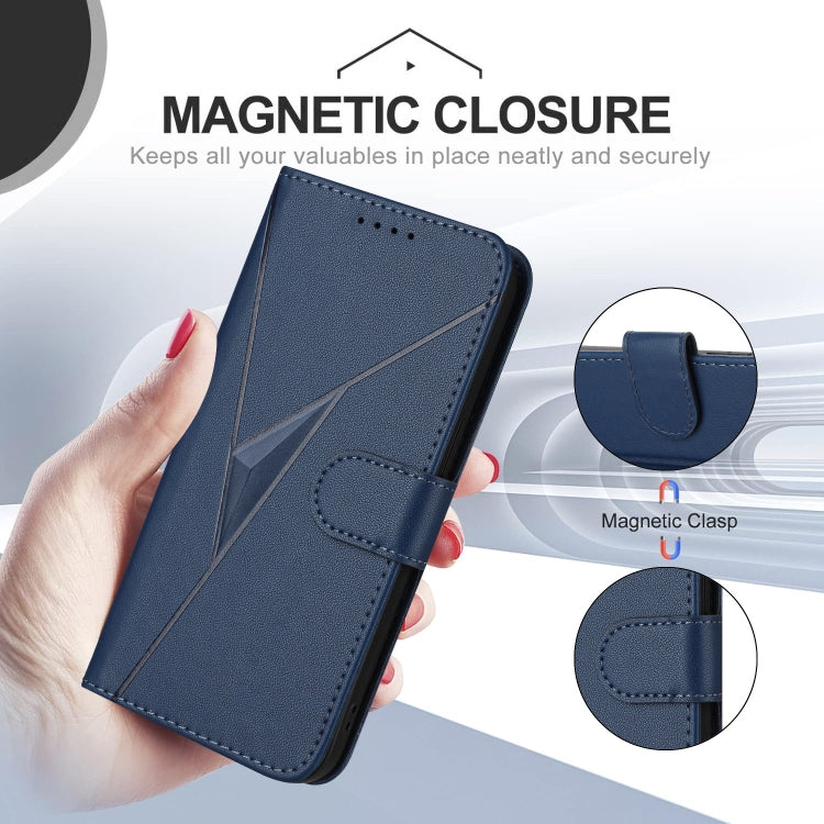 Funda de Cuero para OnePlus 9 Pro con Cierre de Hebilla y Diseño Triangular (Azul Real)
