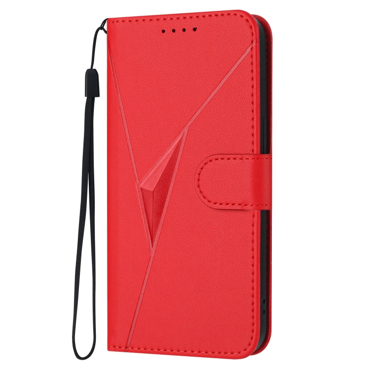 Funda de Cuero para OnePlus 9R con Cierre de Hebilla y Diseño Triangular (Rojo)