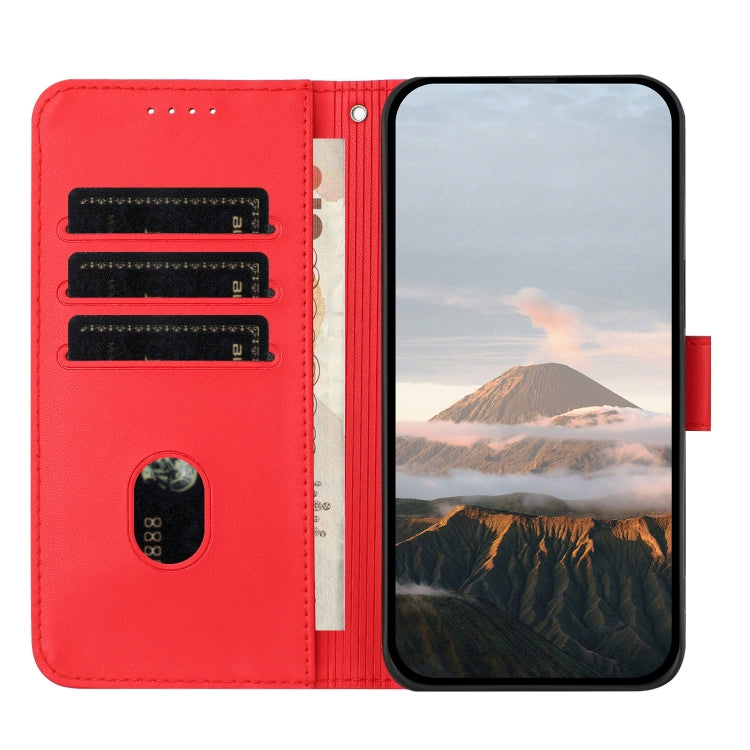 Funda de Cuero para OnePlus Nord Ce 5G con Cierre de Hebilla y Diseño Triangular (Rojo)