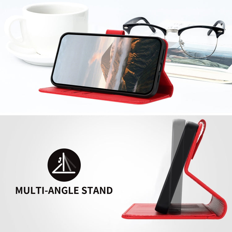 Funda de Cuero para OnePlus Nord Ce 5G con Cierre de Hebilla y Diseño Triangular (Rojo)