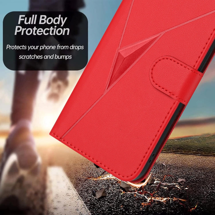 Funda de Cuero para OnePlus Nord Ce 5G con Cierre de Hebilla y Diseño Triangular (Rojo)