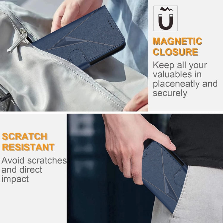 Funda de Cuero OnePlus Nord Ce 5G con Cierre de Hebilla y Diseño Triangular (Azul Real)