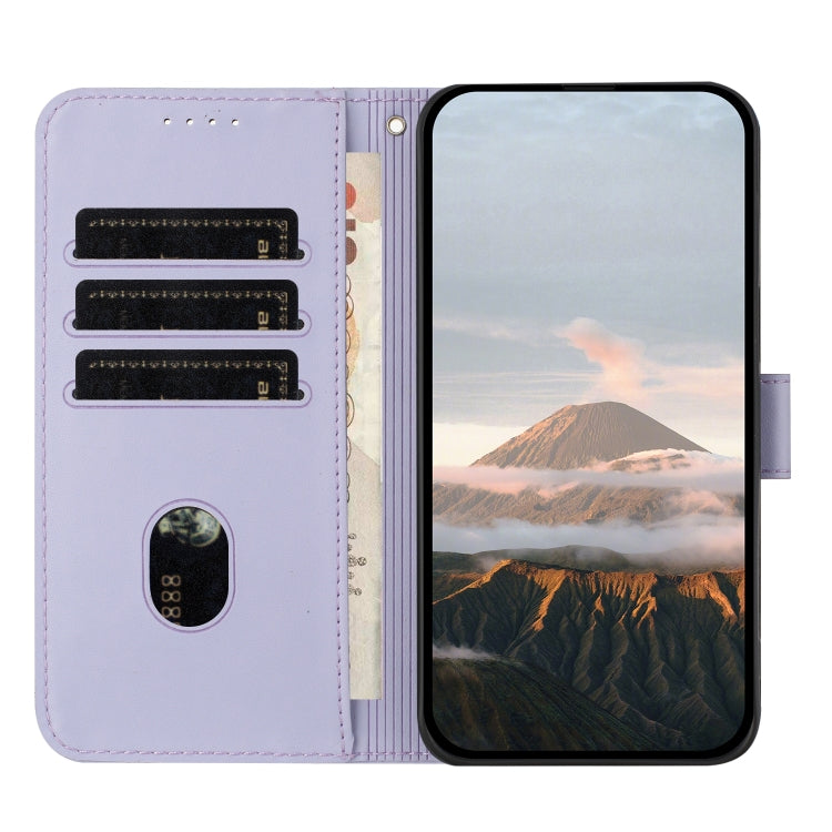 Funda de Cuero con Cierre de Hebilla y Diseño Triangular para OnePlus Nord Ce 5G (Morado Claro)