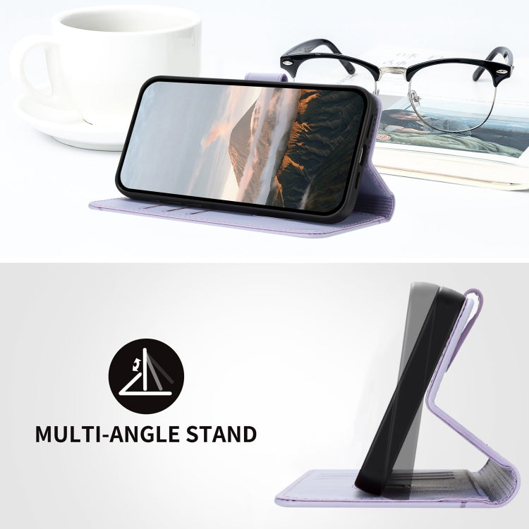 Funda de Cuero con Cierre de Hebilla y Diseño Triangular para OnePlus Nord Ce 5G (Morado Claro)
