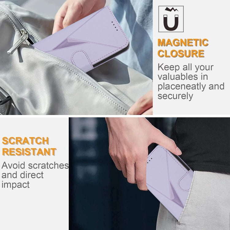 Funda de Cuero con Cierre de Hebilla y Diseño Triangular para OnePlus Nord Ce 5G (Morado Claro)