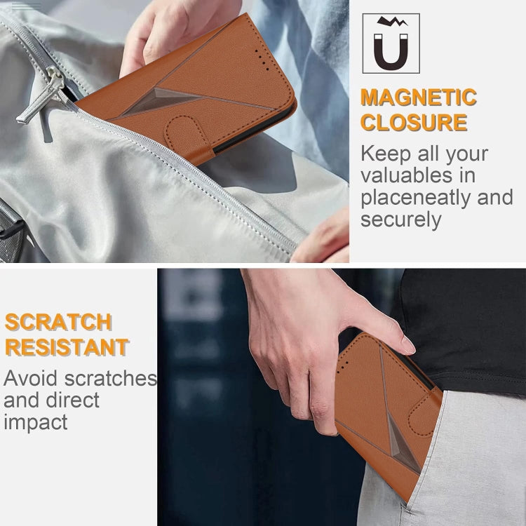 Estuche de Cuero con Hebilla y Diseño Triangular para Fujitsu Arrows U 801Fj (Marrón)