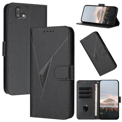 Estuche de Cuero con Hebilla para Teléfono Fujitsu Arrows U 801Fj (Negro)
