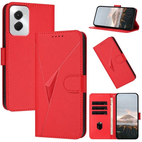 Funda de Cuero con Cierre de Hebilla y Diseño Triangular para Motorola Moto G Power (2024) (Rojo)