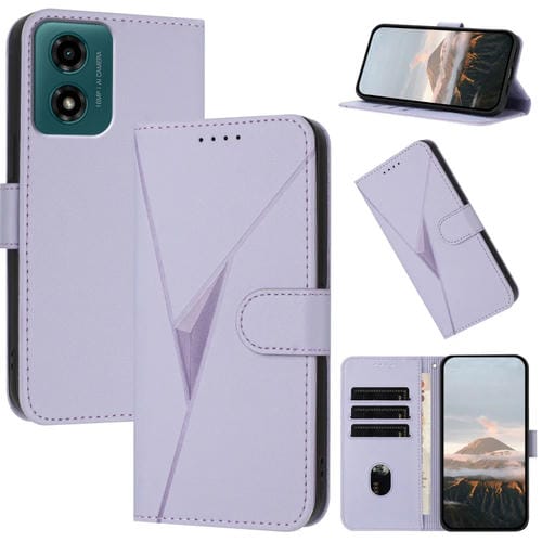 Funda de Cuero con Hebilla y Diseño Triangular para Motorola Moto G04 (Morado Claro)