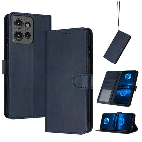 Funda Piel Sintética Motorola Edge 50 Textura Becerro Sólida (Azul Oscuro)