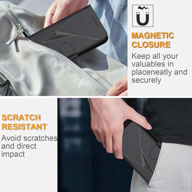Funda de Cuero con Hebilla Triangular para Oppo A5 Pro 5G (Negra)