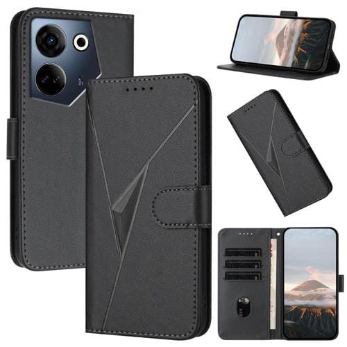 Funda de Cuero con Hebilla y Diseño Triangular para Tecno Camon 20 y Camon 20 Pro 4G (Negro)