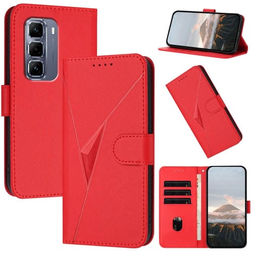 Funda de Cuero con Hebilla y Diseño Triangular para Infinix Hot 50 Pro+ 4G (Rojo)