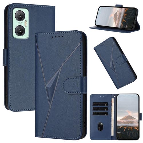 Funda de Cuero con Cierre de Hebilla y Diseño Triangular para Infinix Hot 20 5G (Azul Real)