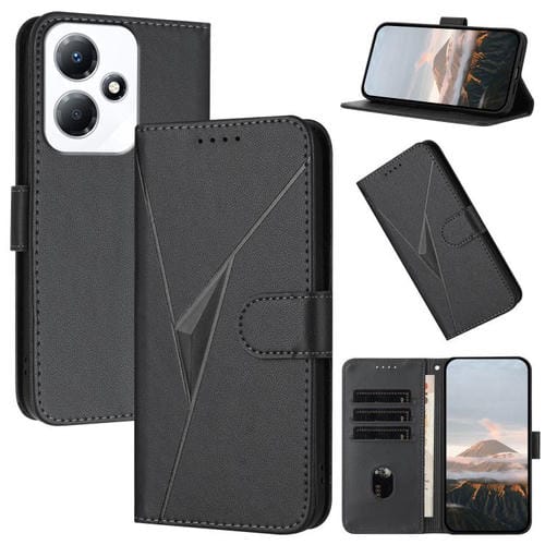 Funda de Cuero con Cierre de Hebilla y Patrón Triangular para Infinix Hot 30 Play / Hot 30 Play Nfc (Negro)