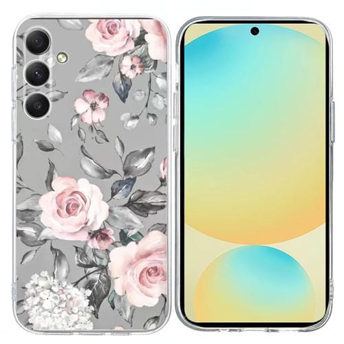 Funda TPU Samsung Galaxy A24 4G/5G Patrón Pintura Colorida (Flores) (Gris)