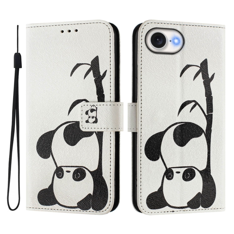 Funda de Cuero para iPhone 16E Diseño de Dibujos en Colores (Panda)