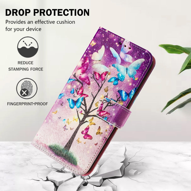 Funda de Cuero iPhone 16E Patrón Dibujo Artístico Rama de Mariposa (Color)
