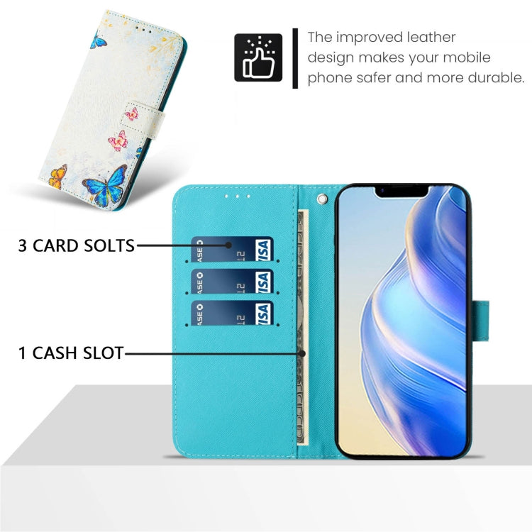 Funda de Cuero para iPhone 16E Diseño de Dibujo Artístico Casa de Mariposas
