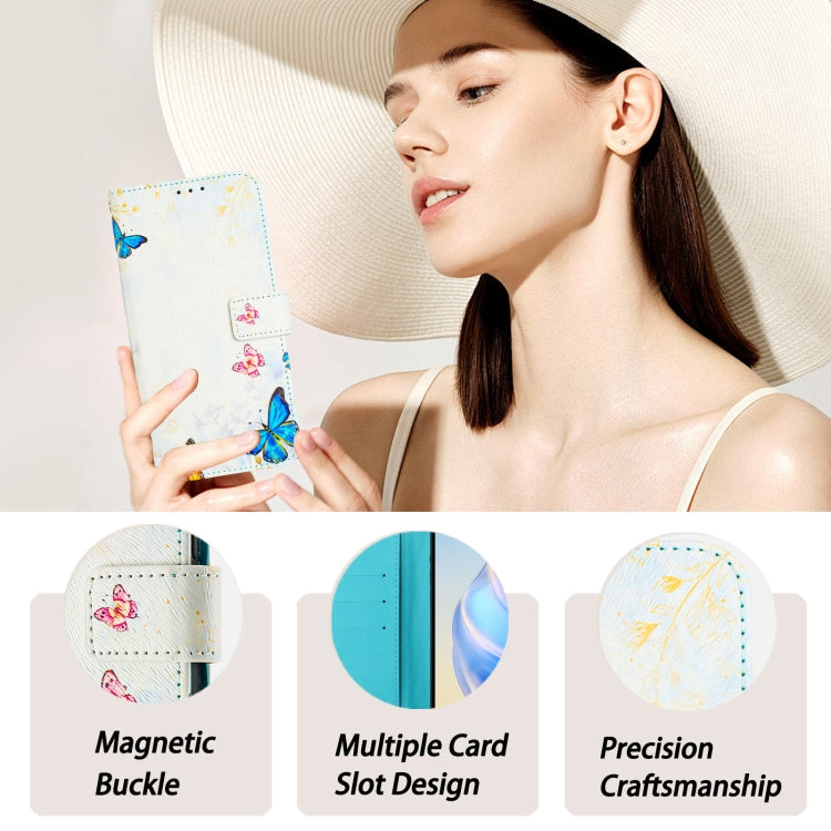 Funda de Cuero para iPhone 16E Diseño de Dibujo Artístico Casa de Mariposas