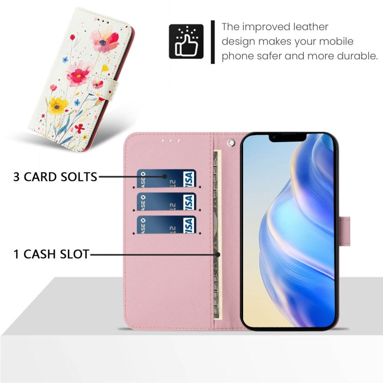 Funda de Cuero para iPhone 16E Diseño de Dibujos Artísticos Flores y Plantas (Color)