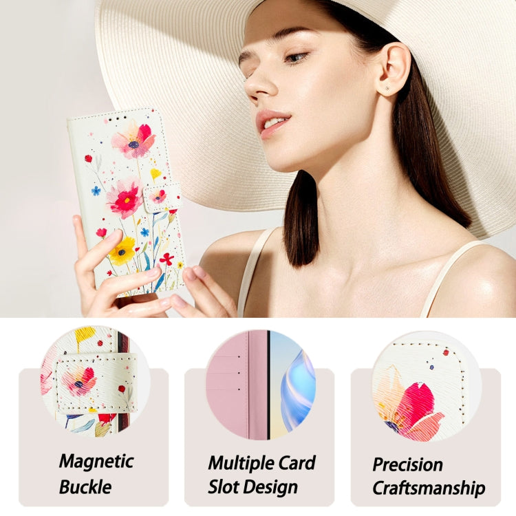 Funda de Cuero para iPhone 16E Diseño de Dibujos Artísticos Flores y Plantas (Color)
