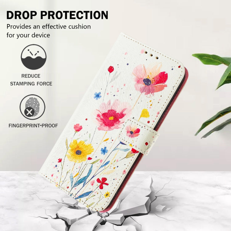 Funda de Cuero para iPhone 16E Diseño de Dibujos Artísticos Flores y Plantas (Color)