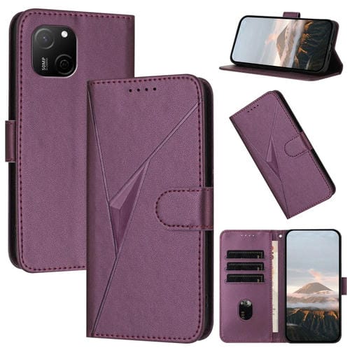 Funda de Cuero con Cierre de Hebilla y Diseño Triangular para Huawei Maimang A20 (Morado Oscuro)